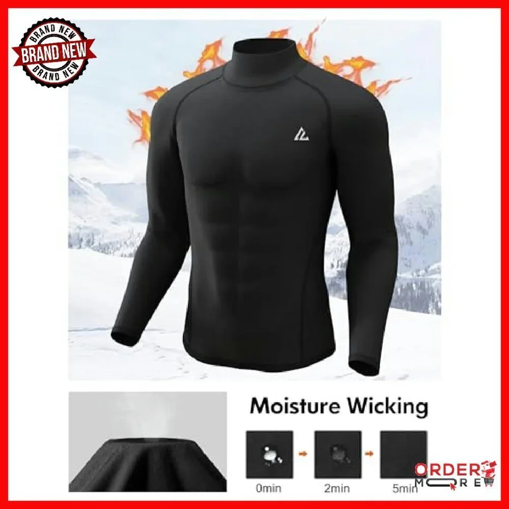 Men's Thermal Fleece Lined Compression Shirt Long Sleeve Base Layer